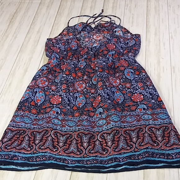 American Eagle Outfitters Navy/ Paisley Print Sleeveless Sheer Dress Size S/P - Picture 3 of 16